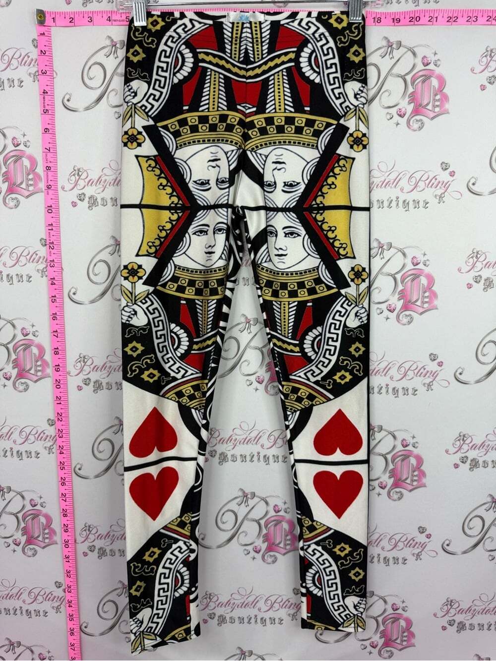 Lotus Leggings card print casino King & Heart Print gamble - Red, Black, Gold